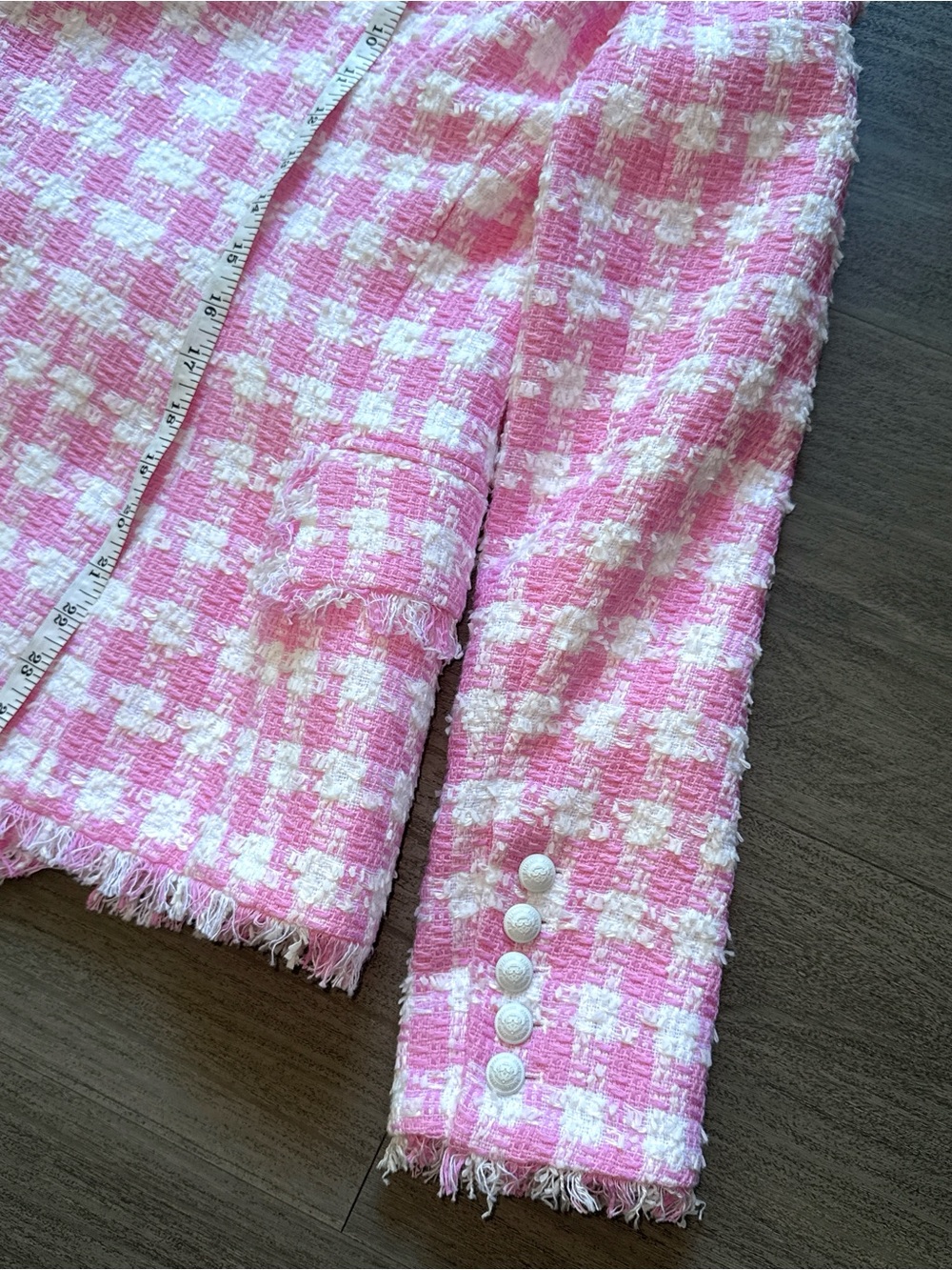 Balmain Pink & White Tweed Double-Breasted Blazer - Picture 8 of 8